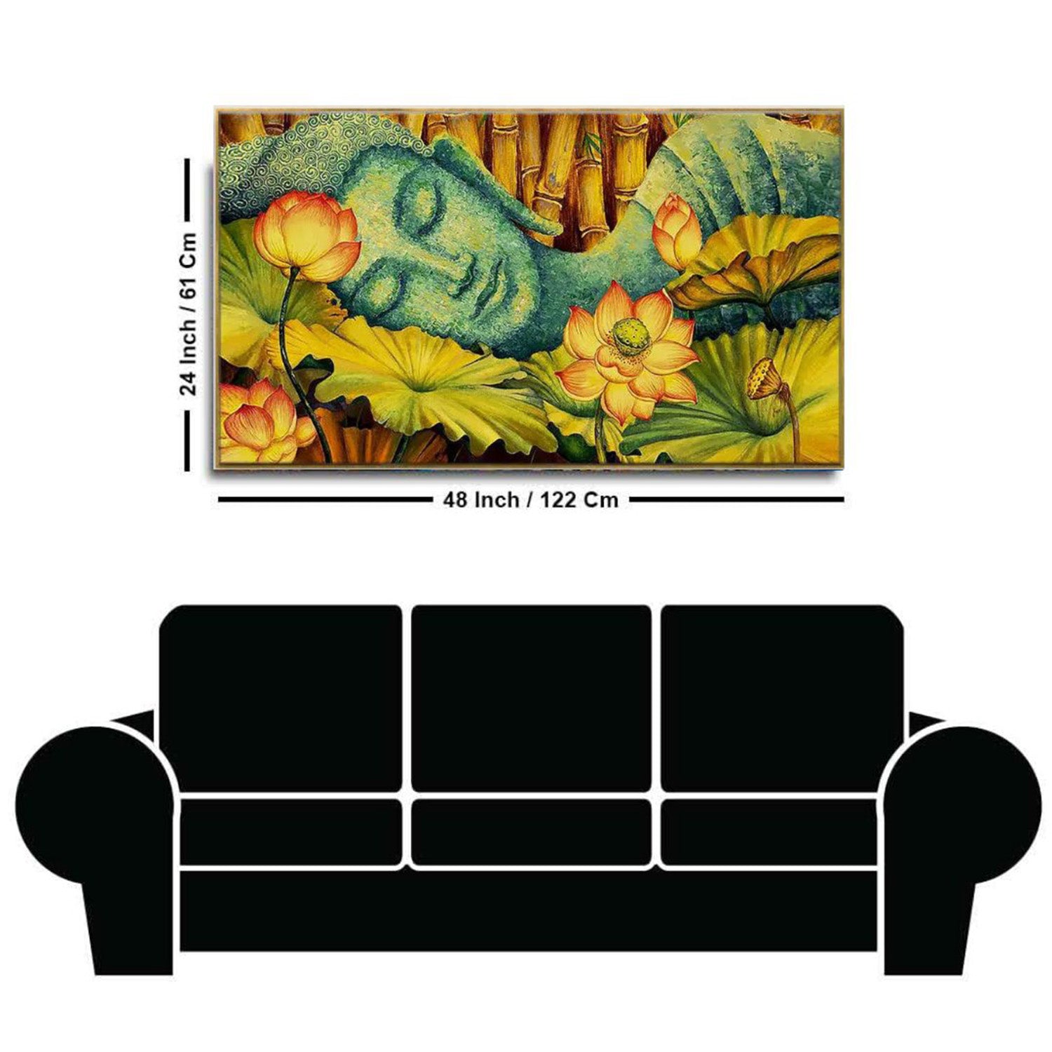 Serene Buddha Lotus Garden Wall Painting