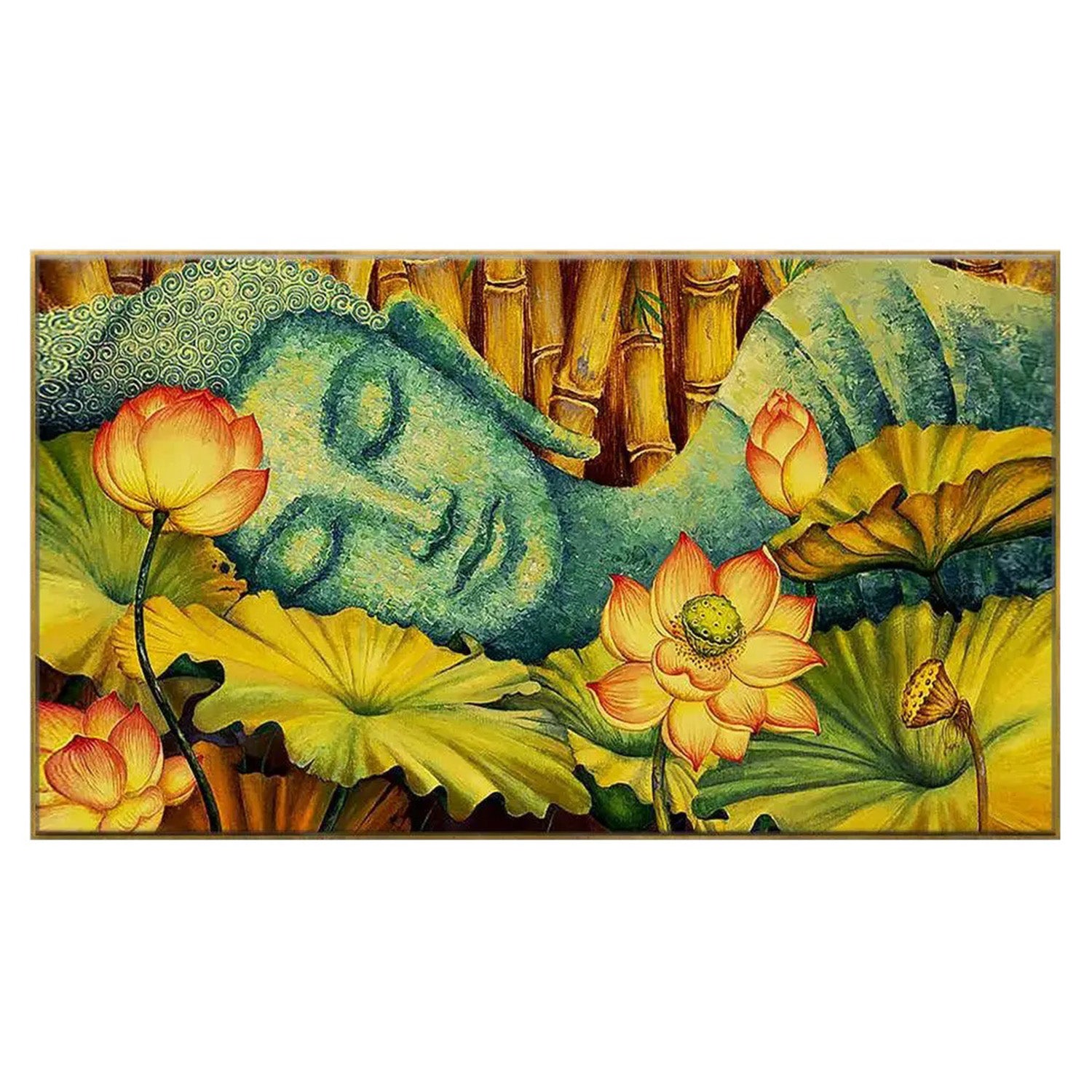 Serene Buddha Lotus Garden Wall Painting