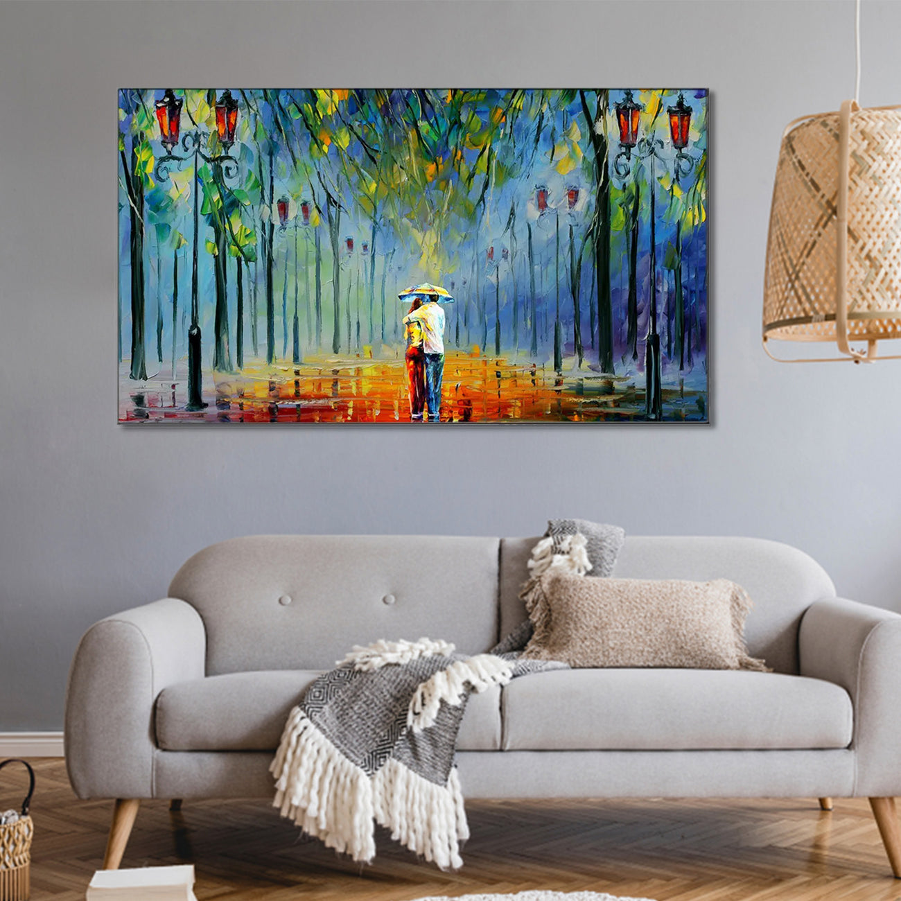 Romantic Rainy Stroll Wall Art Painting