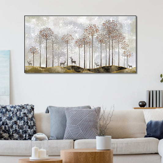Ethereal Forest with Graceful Deer Wall Painting