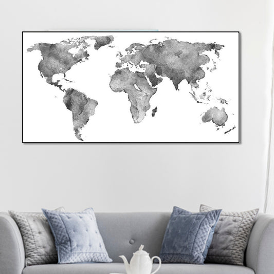 Modern Black and White World Wall Painting