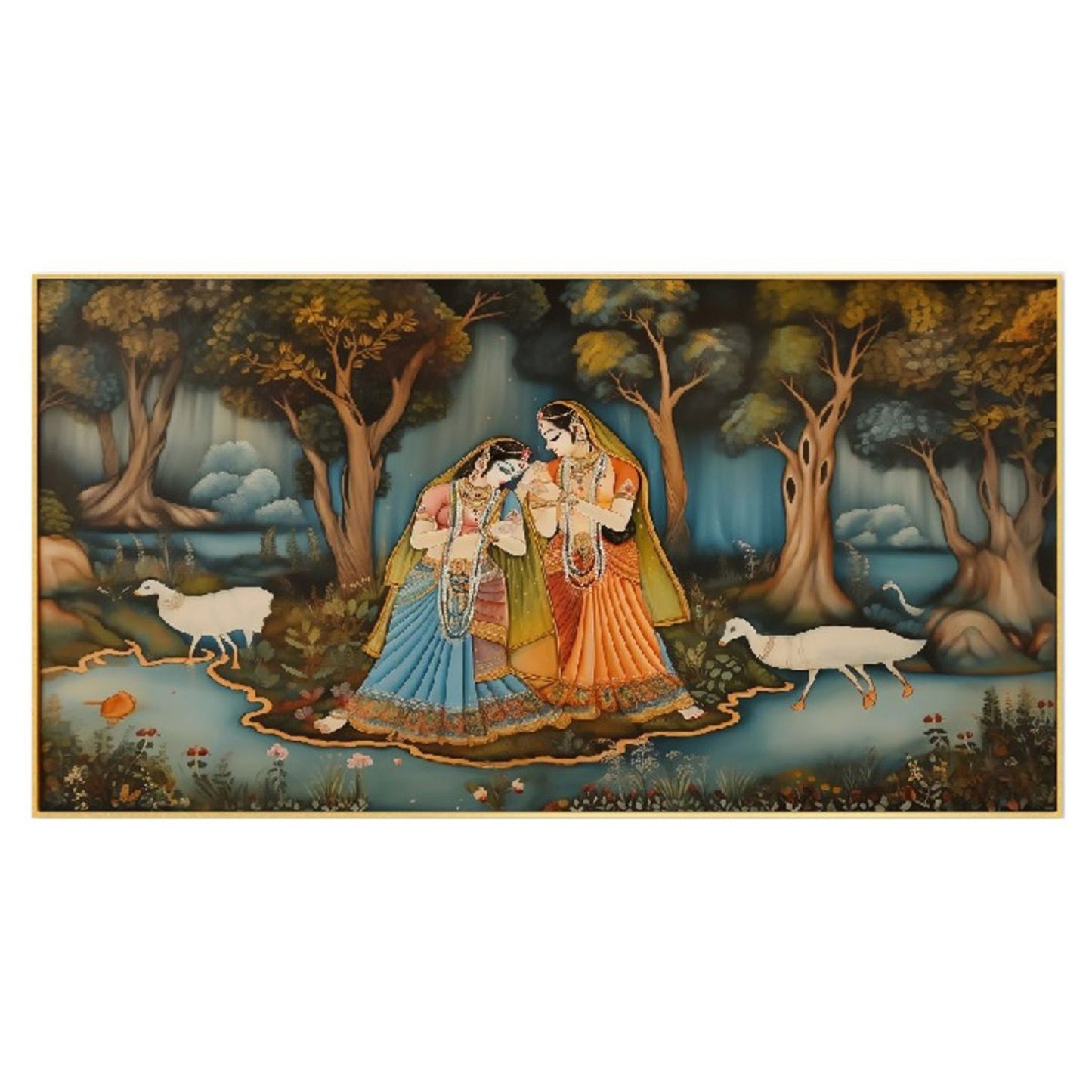 Divine Love: Radha and Krishna Wall Painting