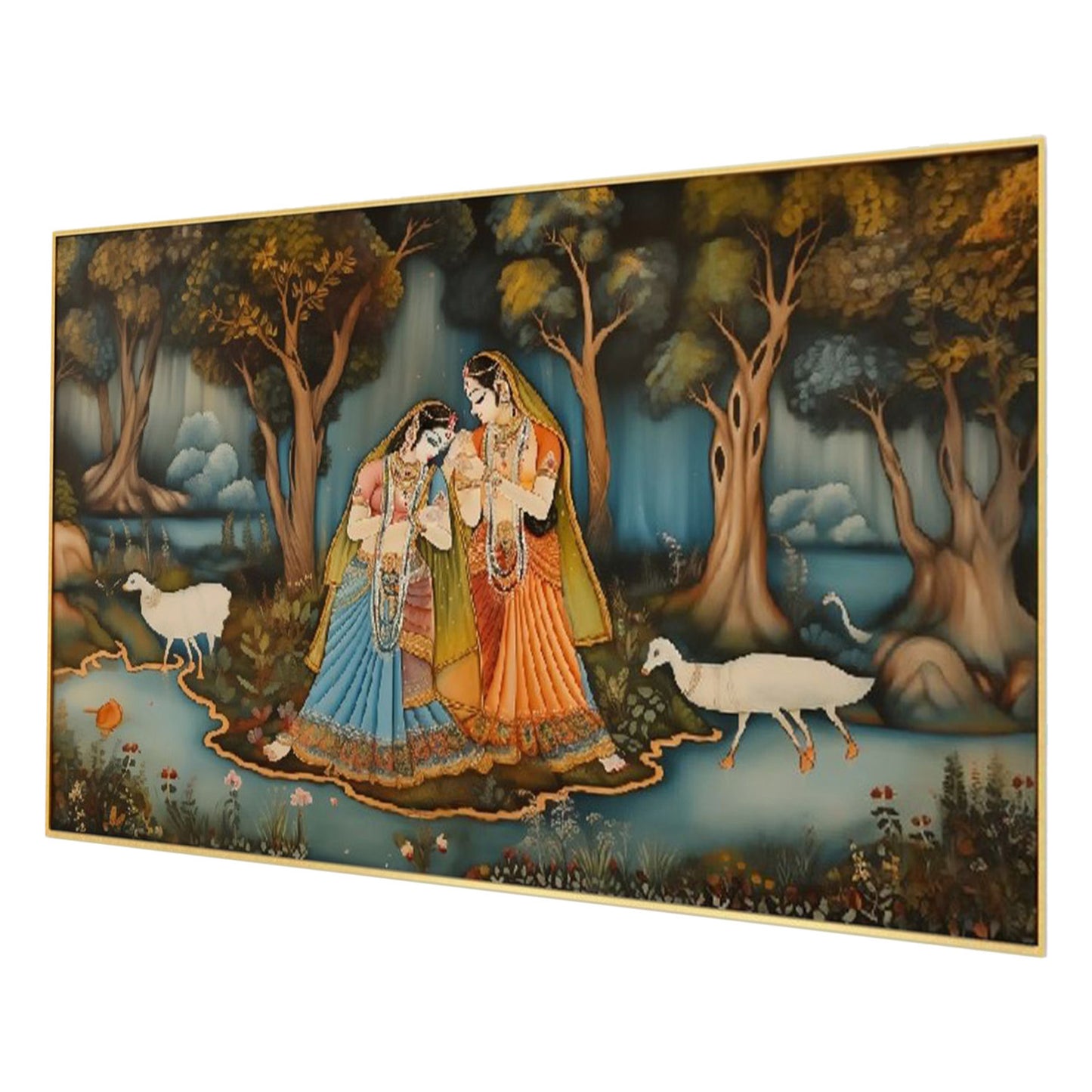 Divine Love: Radha and Krishna Wall Painting