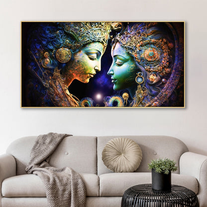 Elegant Women in Serene Blue Wall Painting