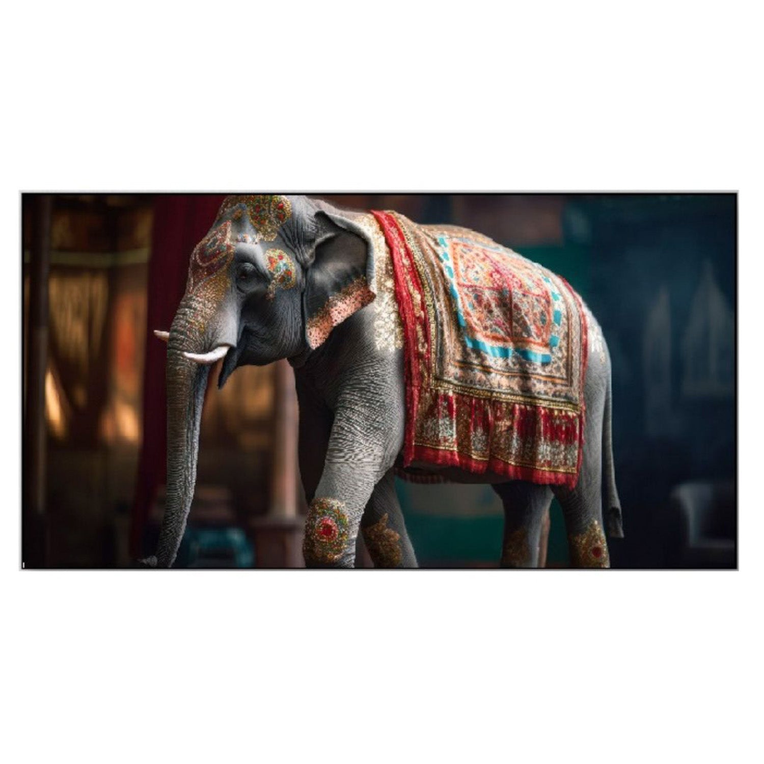 Colorful Elephant with Vibrant Blanket Wall Paiting