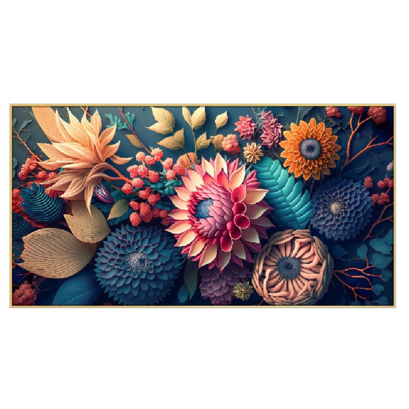 Serene Blue Floral Elegance Wall Painting