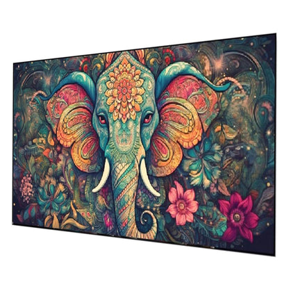 Colorful Elephant Amid Floral Splendor Wall Painting
