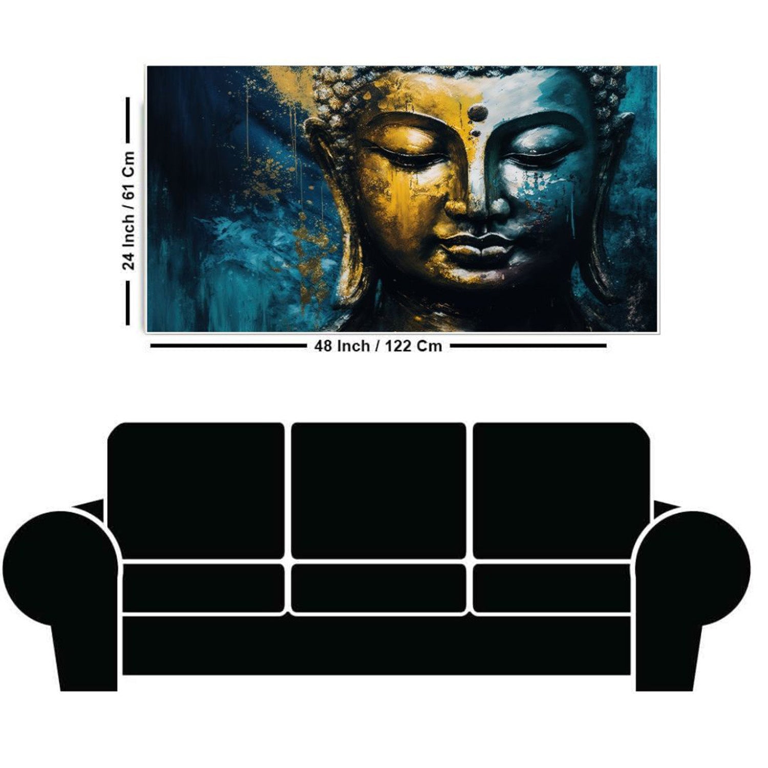 Tranquil Buddha Face Wall Painting