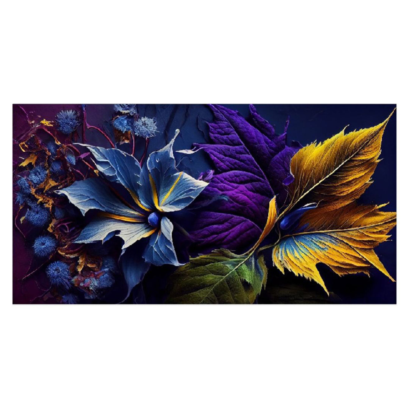 Blue and Purple Floral Elegance Wall Painting