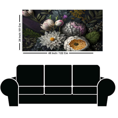 Vibrant Flowers on Sleek Black Wall Painting