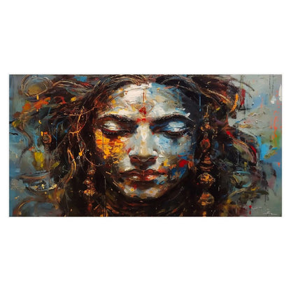 Elegant Abstract Woman: Vibrant Portrait Wall Painting