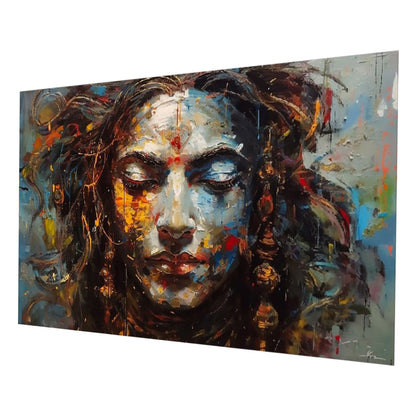 Elegant Abstract Woman: Vibrant Portrait Wall Painting