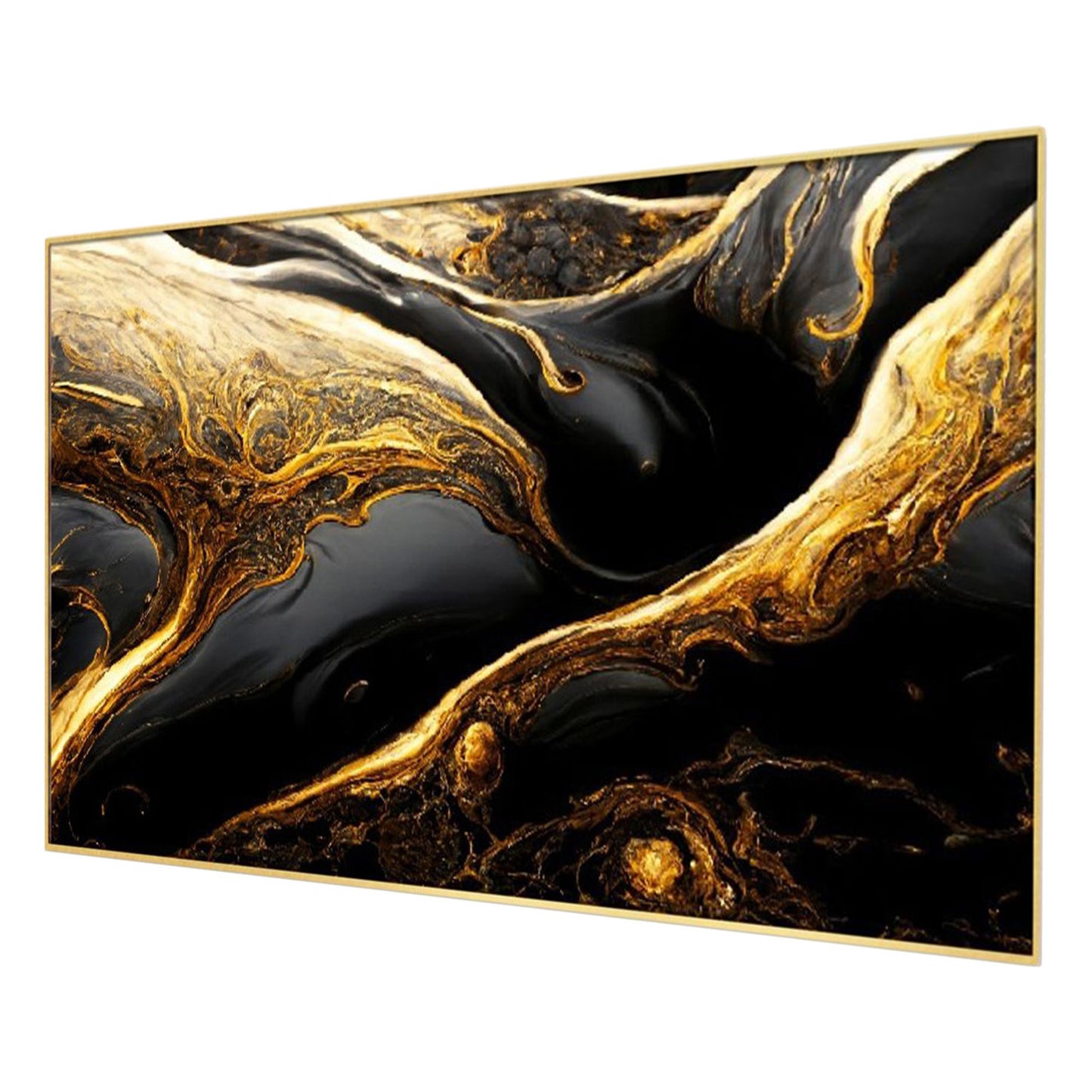 Elegant Black and Gold Abstract Wall Painting