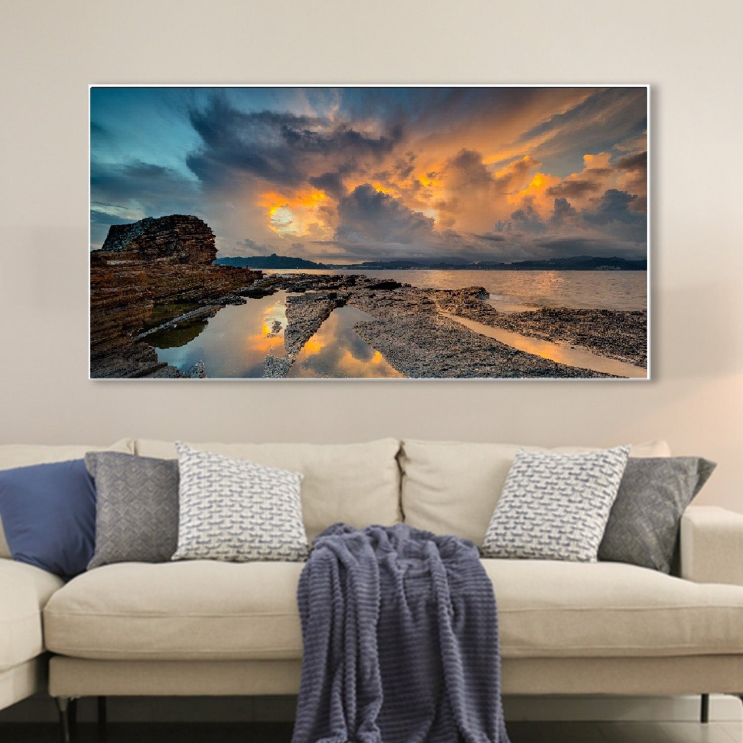 Serene Ocean Sunset Wall Painting