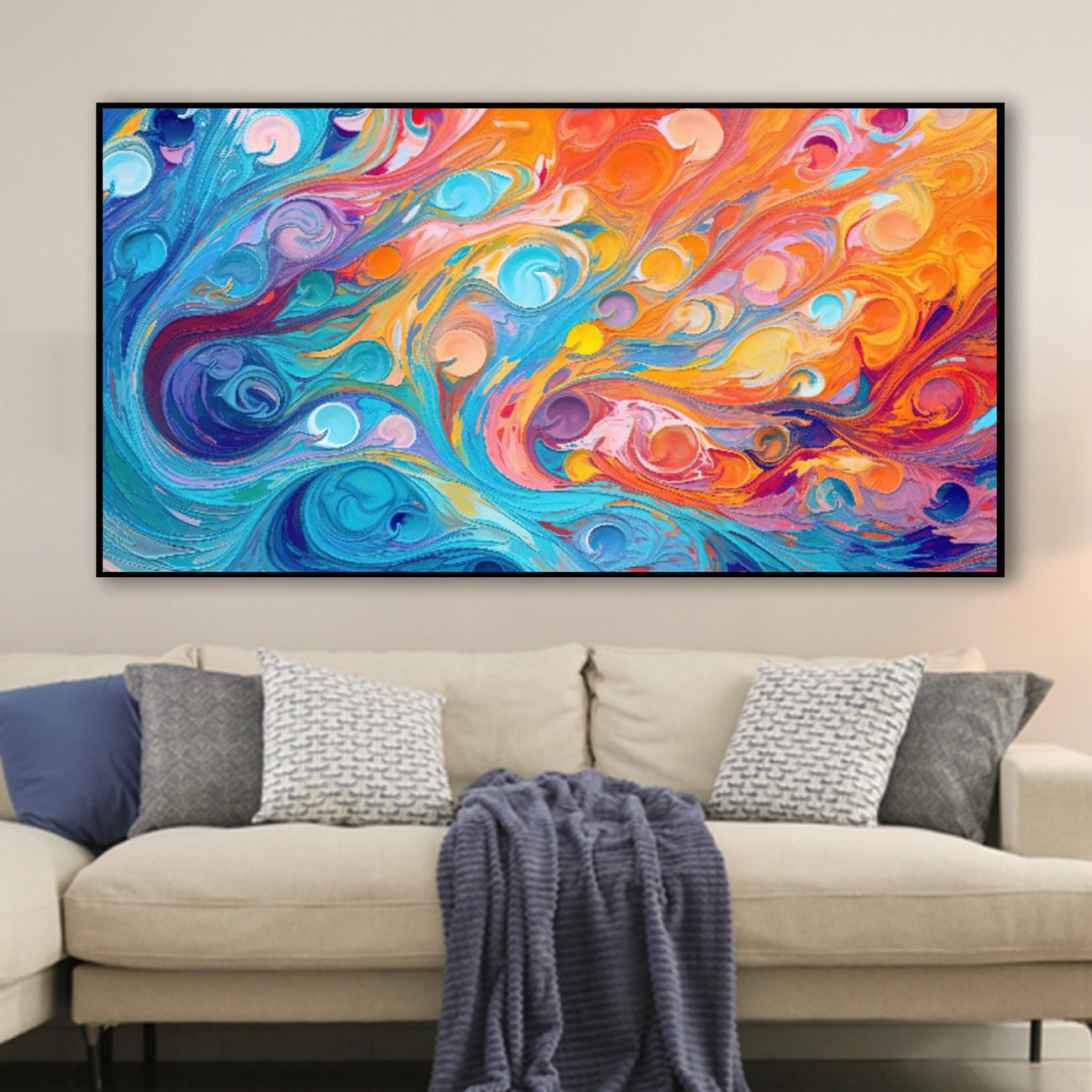 Vibrant Swirls of Modern Elegance Wall Painting