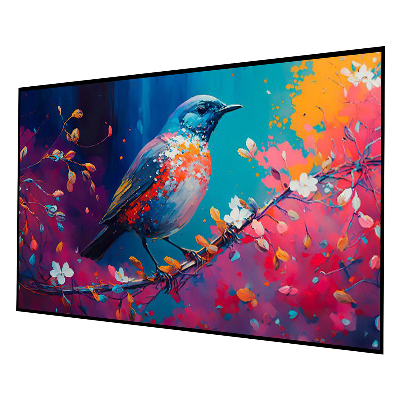 Colorful Bird on Graceful Branch Wall Painting