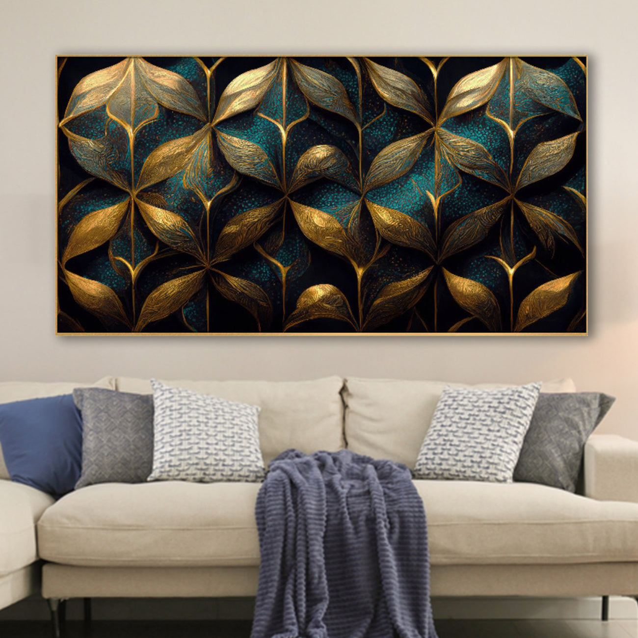 Luxurious Gold Leaf on Black Wall Painting