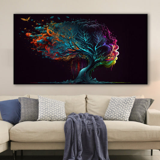Whimsical Tree with Butterfly Art Wall Painting