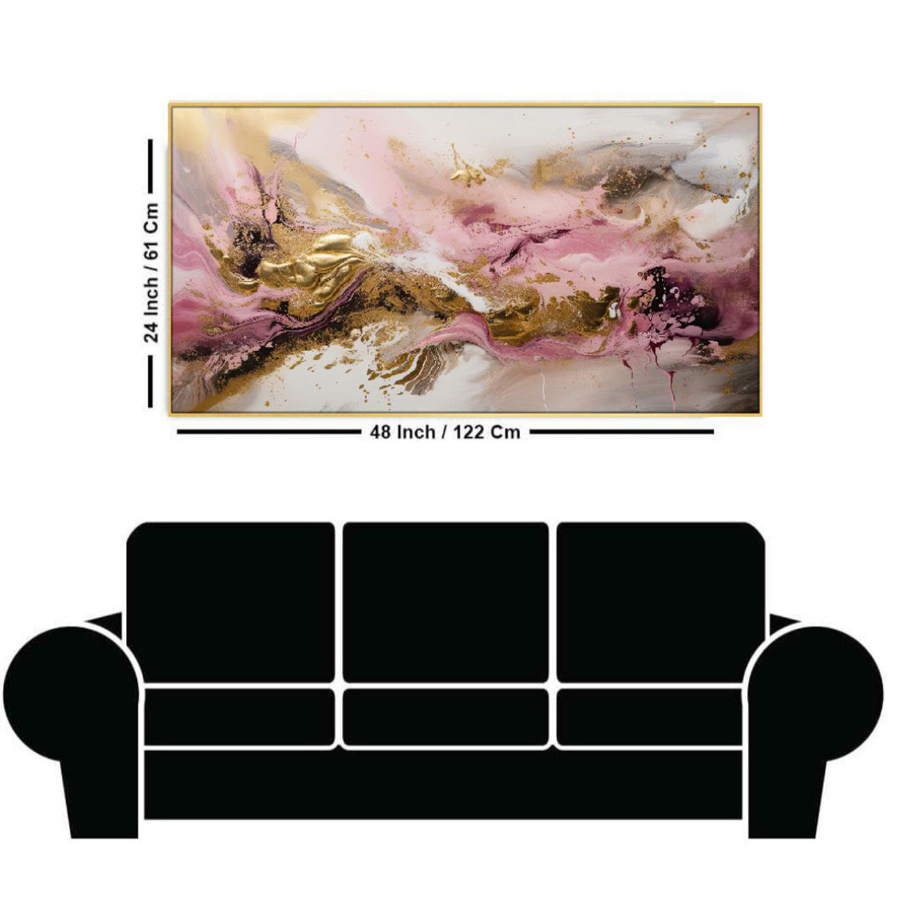 Abstract Pink and Gold Glamour Wall Painting