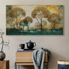 Golden Trees: Tranquil Blue Serenity Wall Painting