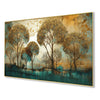 Golden Trees: Tranquil Blue Serenity Wall Painting