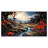 Tranquil Stream: Floral Mountain Scenery Wall Painting