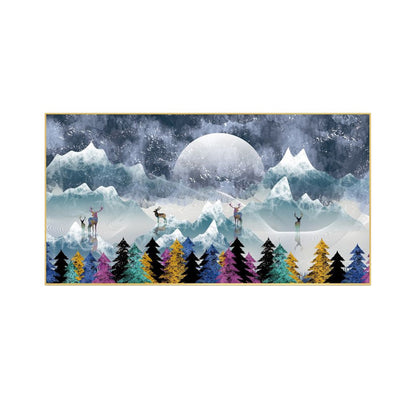 Skiing in Serene Snowy Mountains Wal Painting