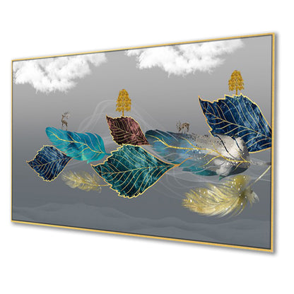 Tranquil Leaves and Soaring Birds Wall Painting