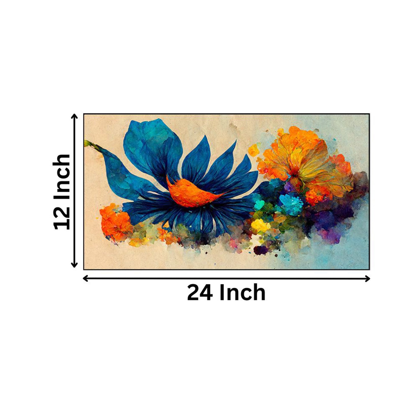 Vibrant Blue Flower Amidst Blossoms Wall Painting