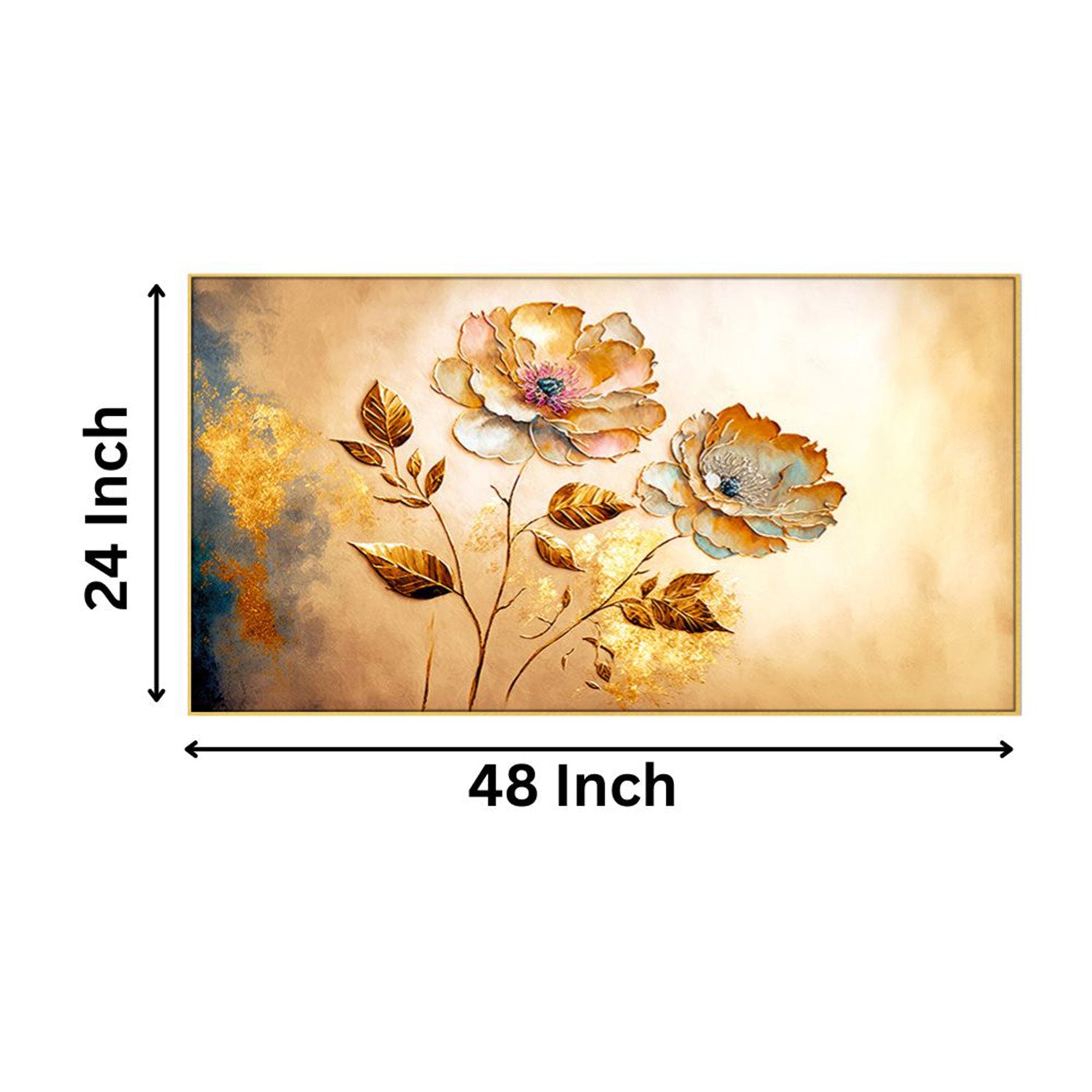 Vibrant Flowers on Golden Canvas Wall Painitng