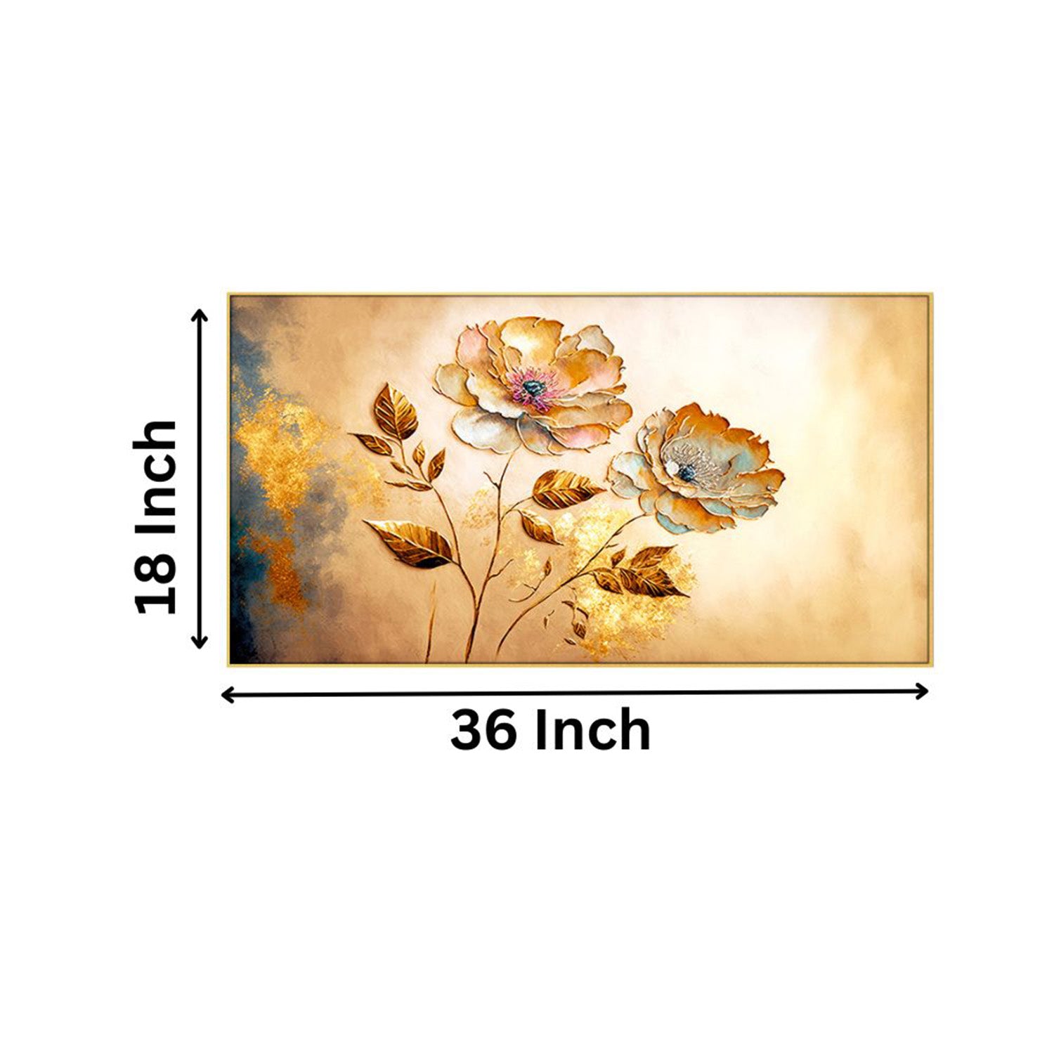 Vibrant Flowers on Golden Canvas Wall Painitng