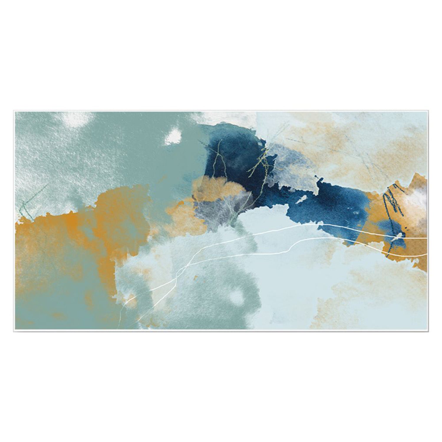 Tranquil Blue and Gold Abstract Wall Painting