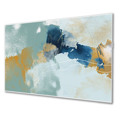 Tranquil Blue and Gold Abstract Wall Painting