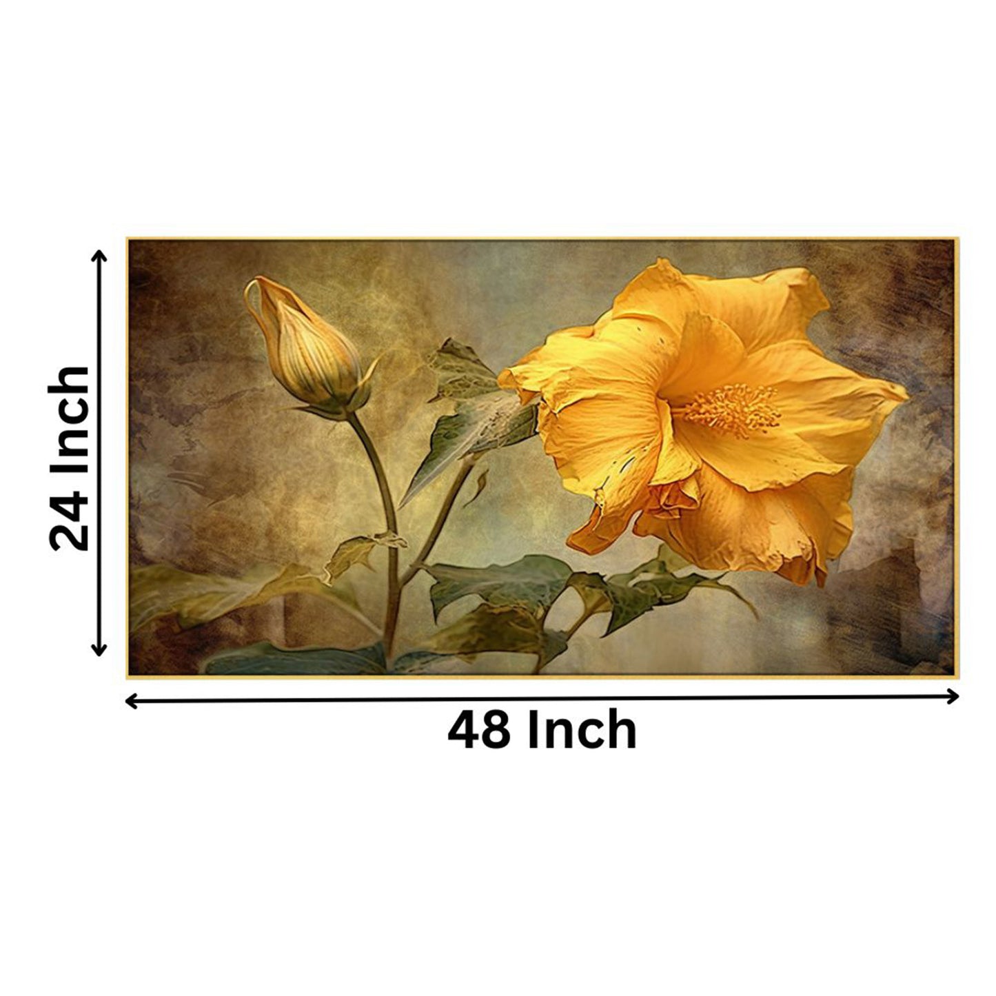 Vibrant Yellow Hibiscus Wall Painting