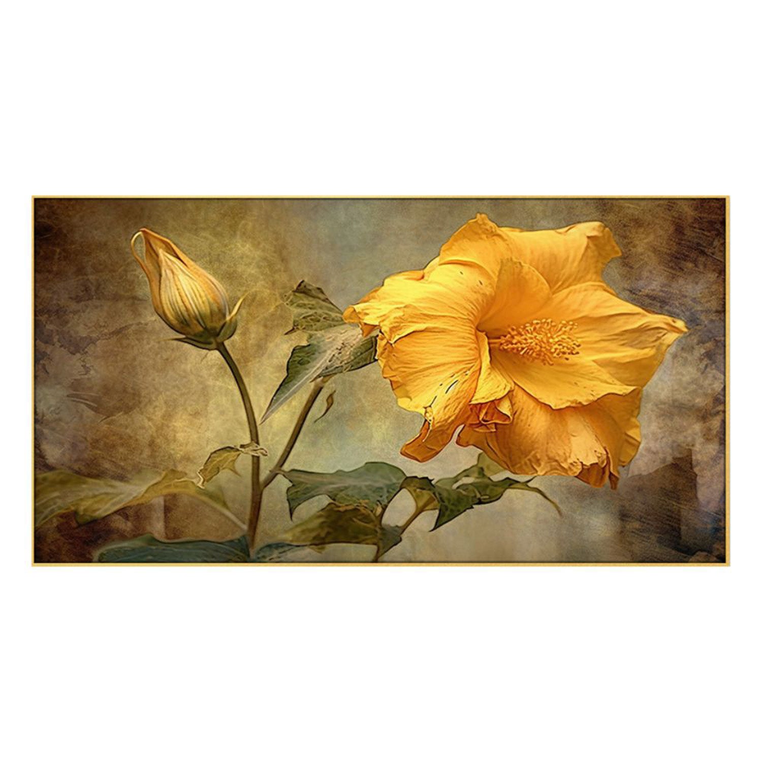 Vibrant Yellow Hibiscus Wall Painting