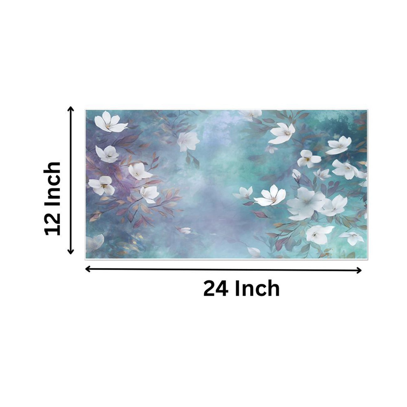 Serenity: White Flowers on Blue Wall Painting