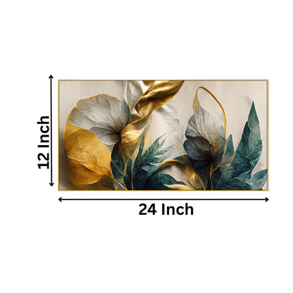 Gold Leaf Flowers on Canvas Wall Painting