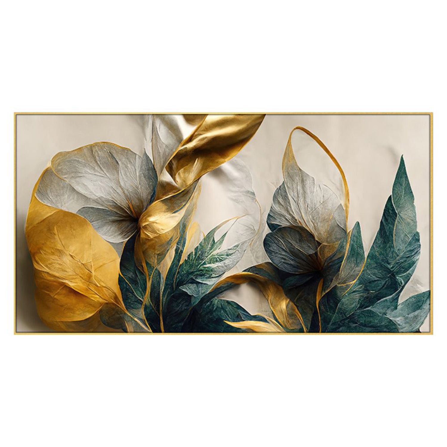 Gold Leaf Flowers on Canvas Wall Painting