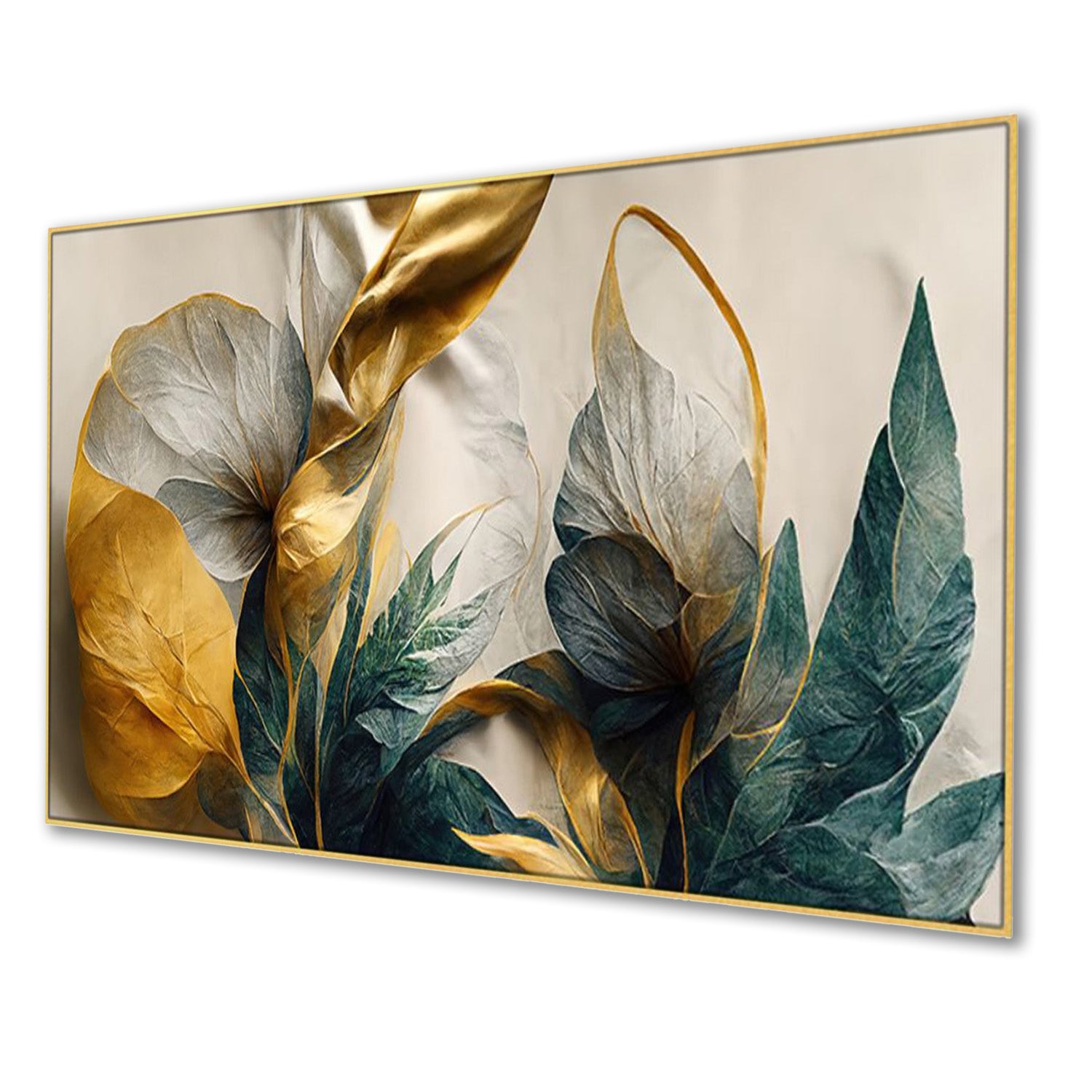 Gold Leaf Flowers on Canvas Wall Painting