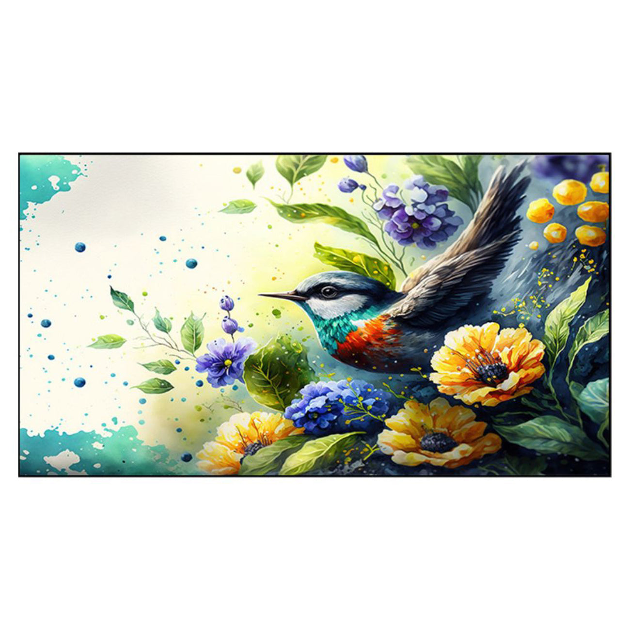 Nature's Beauty: Bird and Flowers Wall Painting