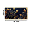 Elegant Golden Floral on Black Wall Painting