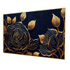 Elegant Golden Floral on Black Wall Painting