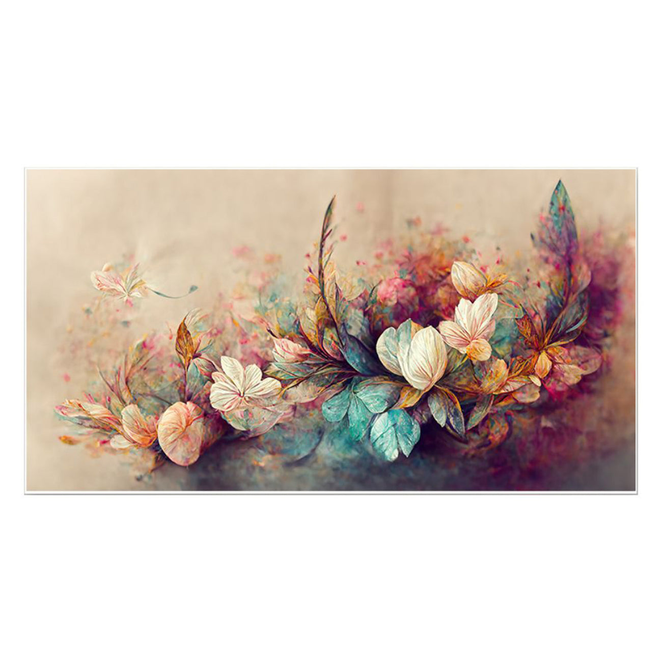 Flowers and Butterflies: Serene Oasis Wall Painting