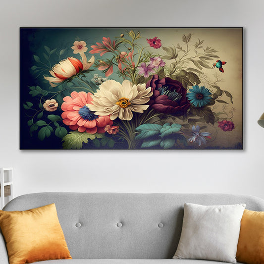 Vibrant Flowers in Delicate Vase Wall Painting
