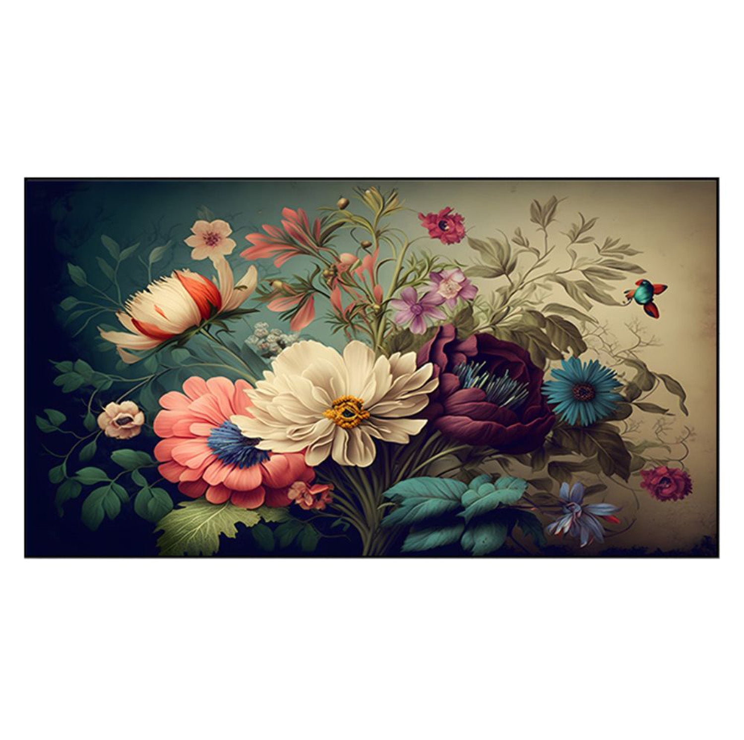 Vibrant Flowers in Delicate Vase Wall Painting