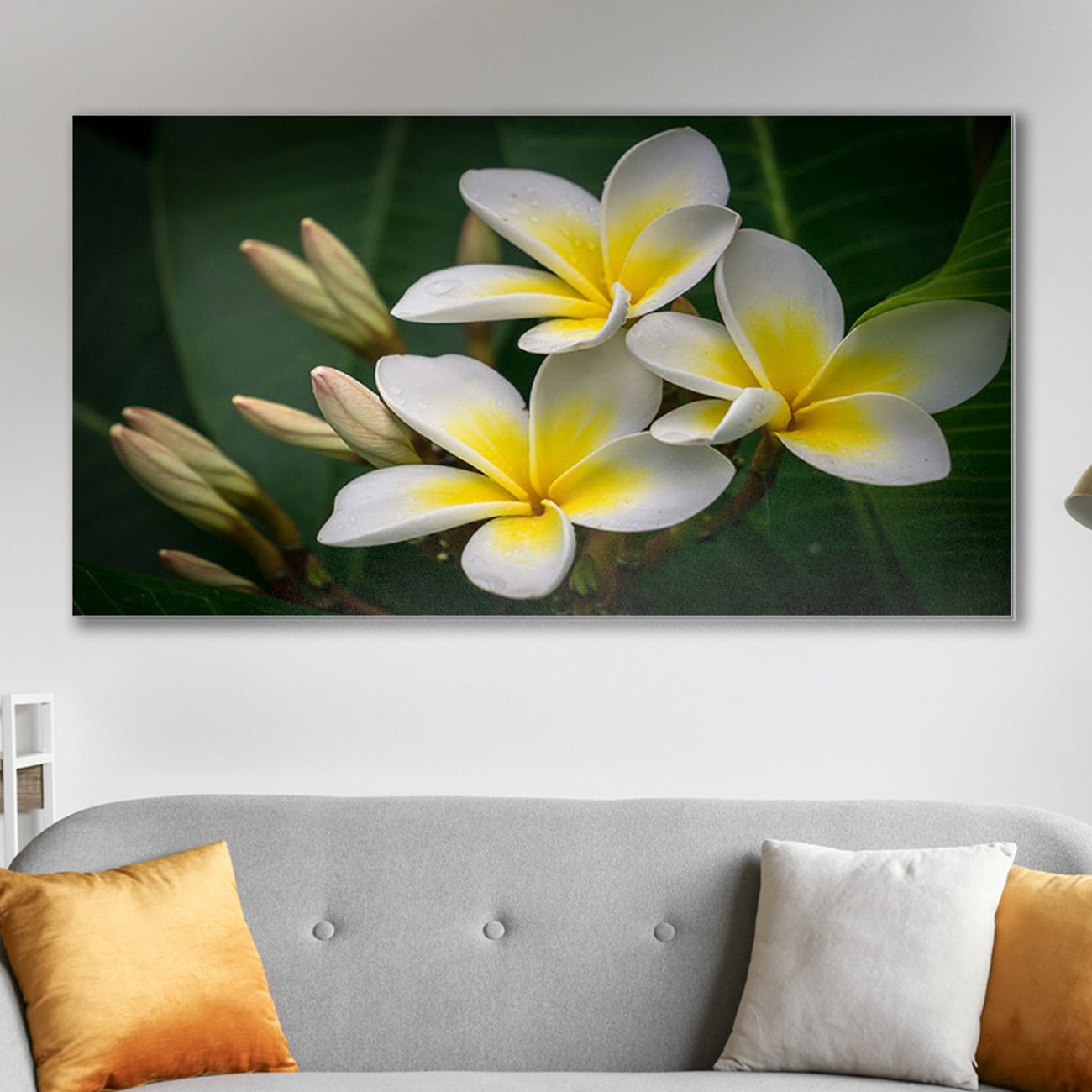 Vibrant Flowers on Golden Canvas Wall Painting