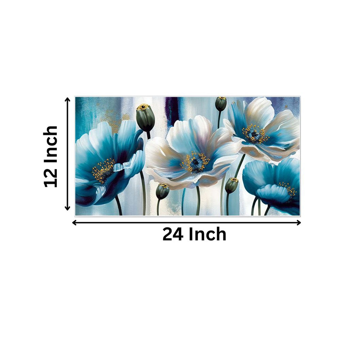 Blue Flowers on White Canvas Wall Painting