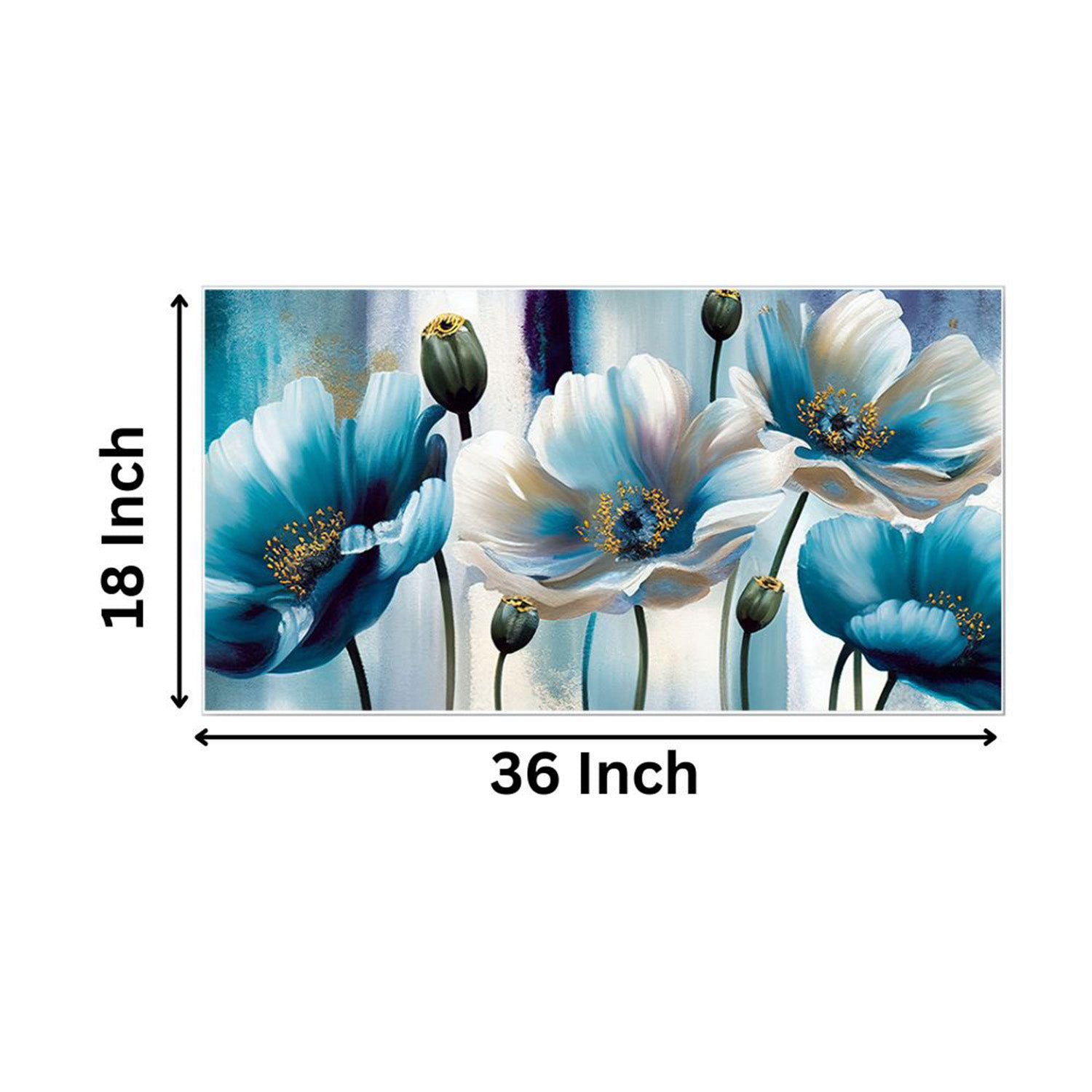 Blue Flowers on White Canvas Wall Painting