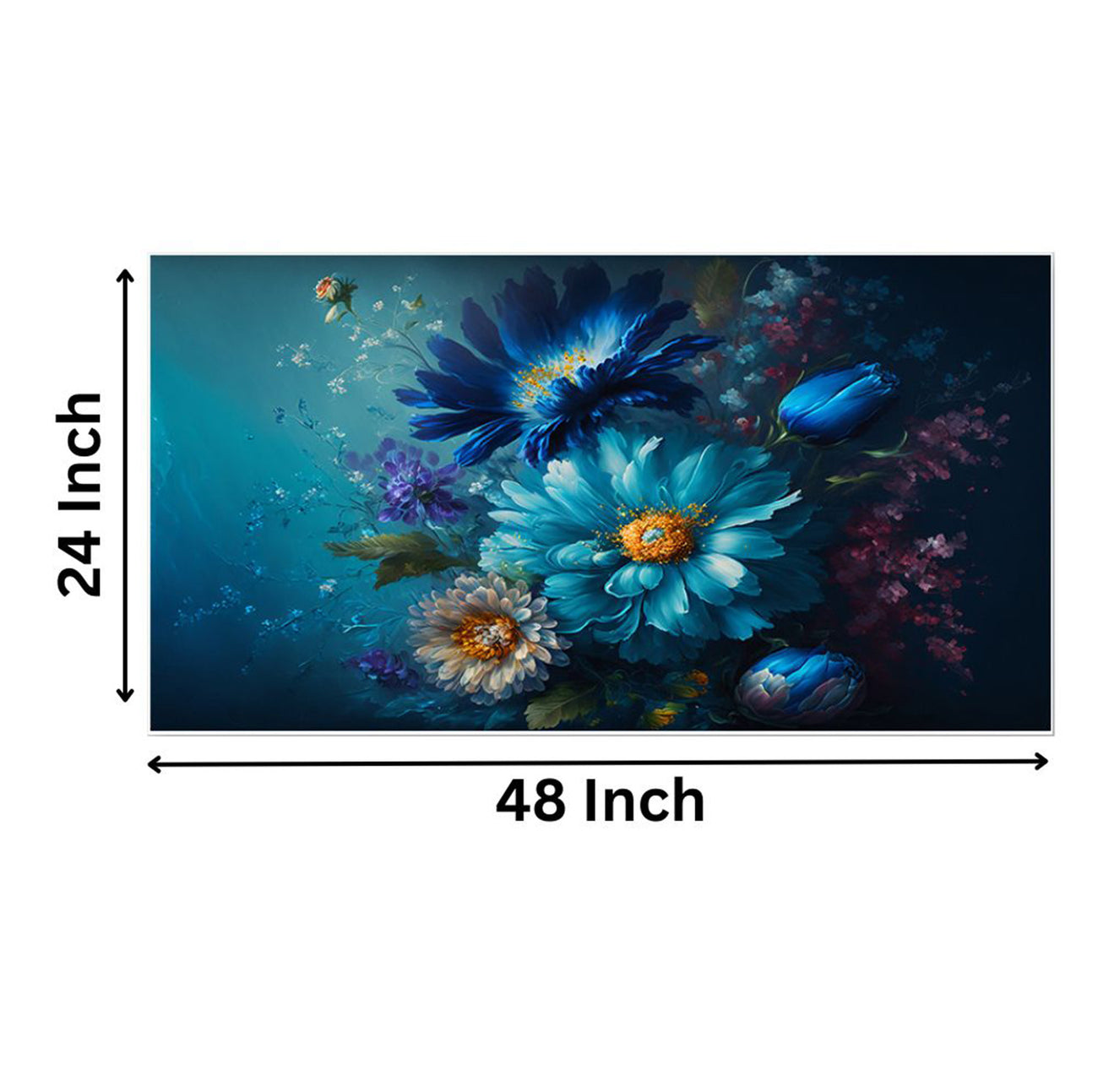 Captivating Blue Flowers on Dark Wall Painting