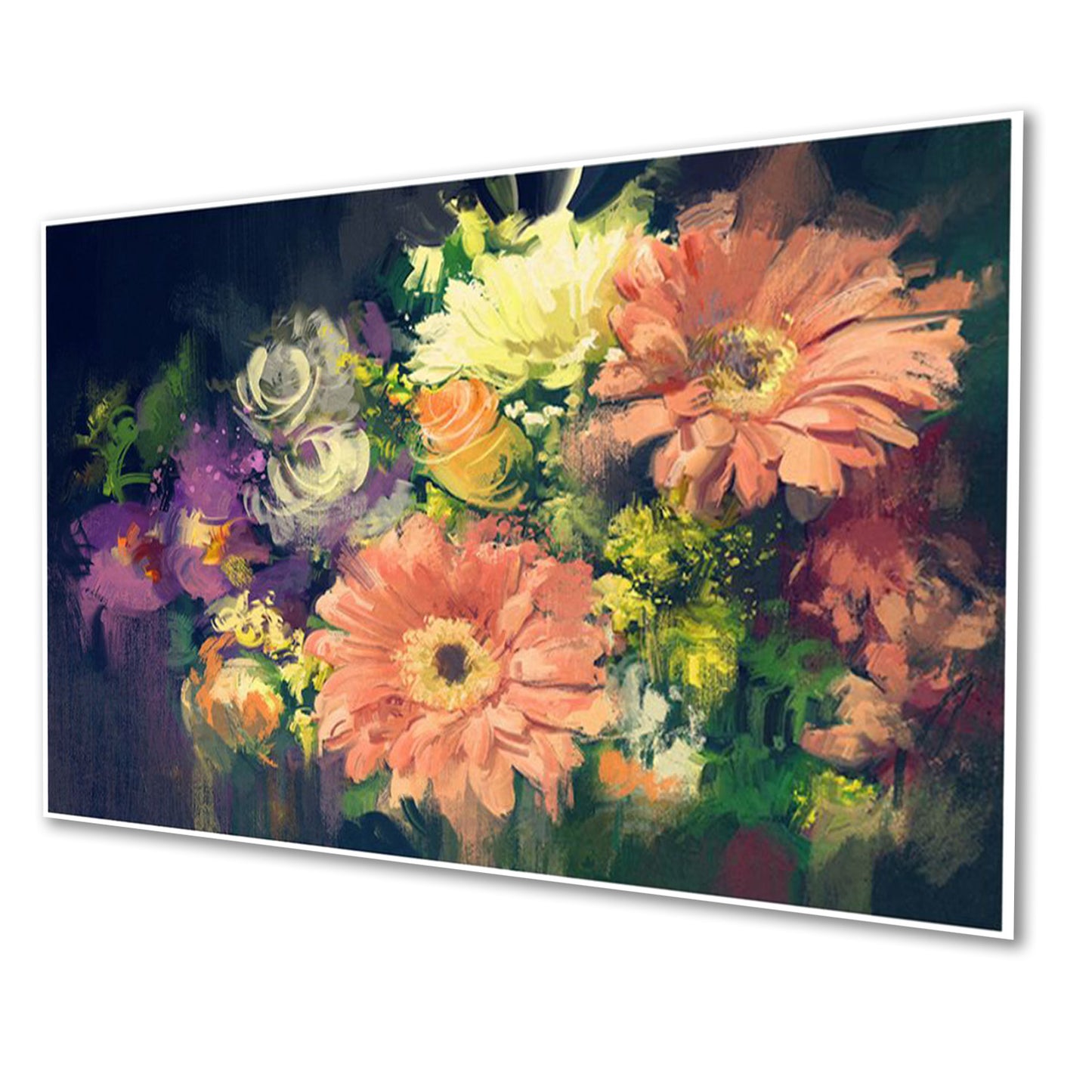 Blue Flowers Against Dark Background Wall Painting